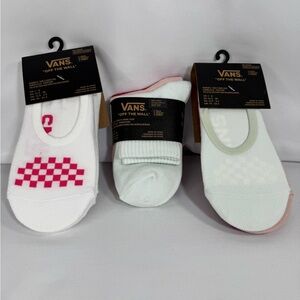 Vans Girls Sock Bundle 3 packs 9 pairs — White and Fuchsia Pink combination